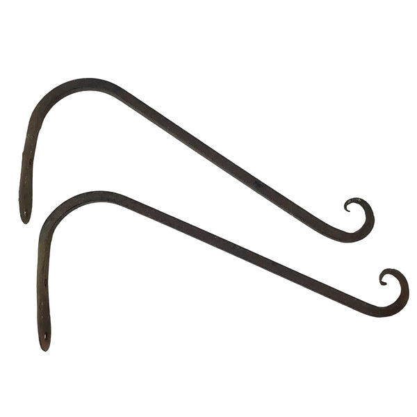 Vintage Forged Wrought Iron Wall Hangers Upturned Rat Tail Ends