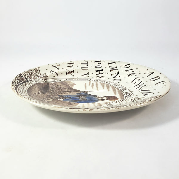 19th Century Brown Transferware 7 1/4" ABC Plate Nations of the World Wallachian England