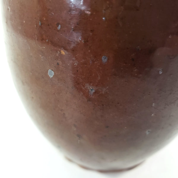 Antique Small Glazed Redware Apple Butter Preserve Crock 4 1/4"