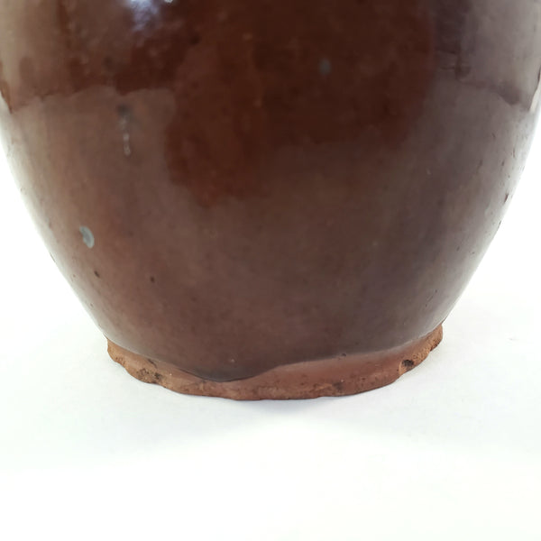 Antique Small Glazed Redware Apple Butter Preserve Crock 4 1/4"