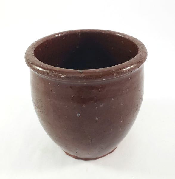 Antique Small Glazed Redware Apple Butter Preserve Crock 4 1/4"