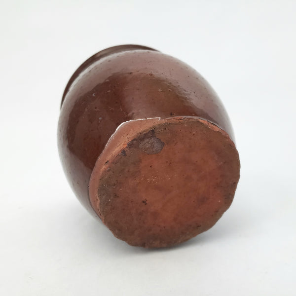 Antique Small Glazed Redware Apple Butter Preserve Crock 4 1/4"