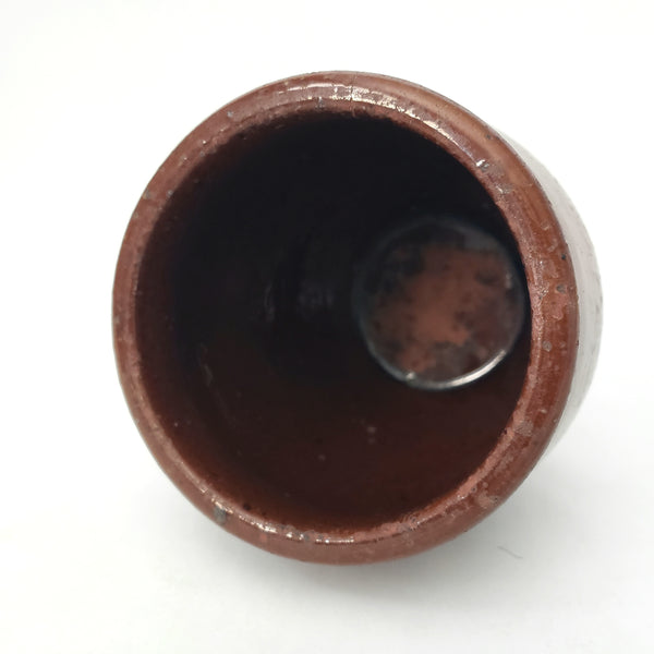 Antique Small Glazed Redware Apple Butter Preserve Crock 4 1/4"