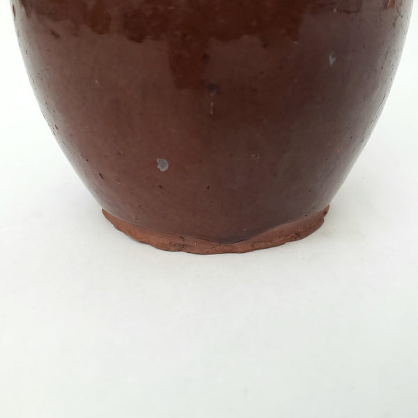 Antique Small Glazed Redware Apple Butter Preserve Crock 4 1/4"
