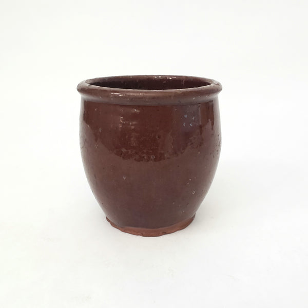 Antique Small Glazed Redware Apple Butter Preserve Crock 4 1/4"
