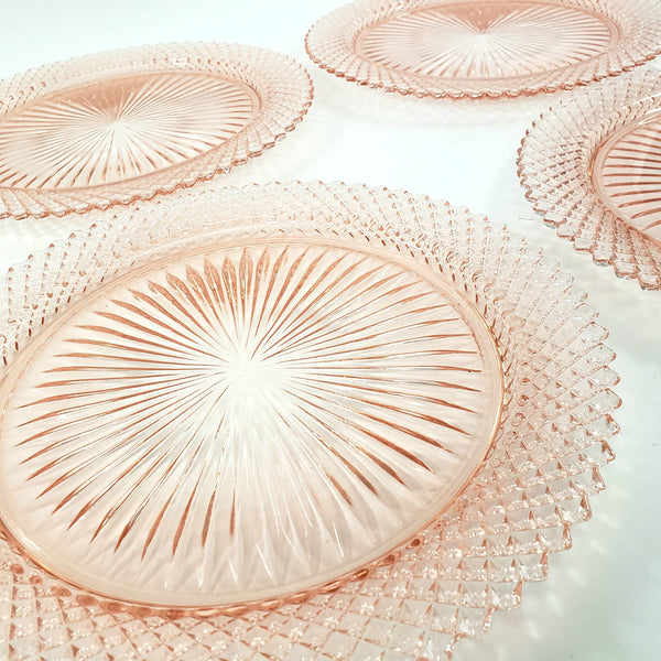 Pink Depression Glass Dinner Plates Set of 4 Miss America Pattern by Anchor Hocking
