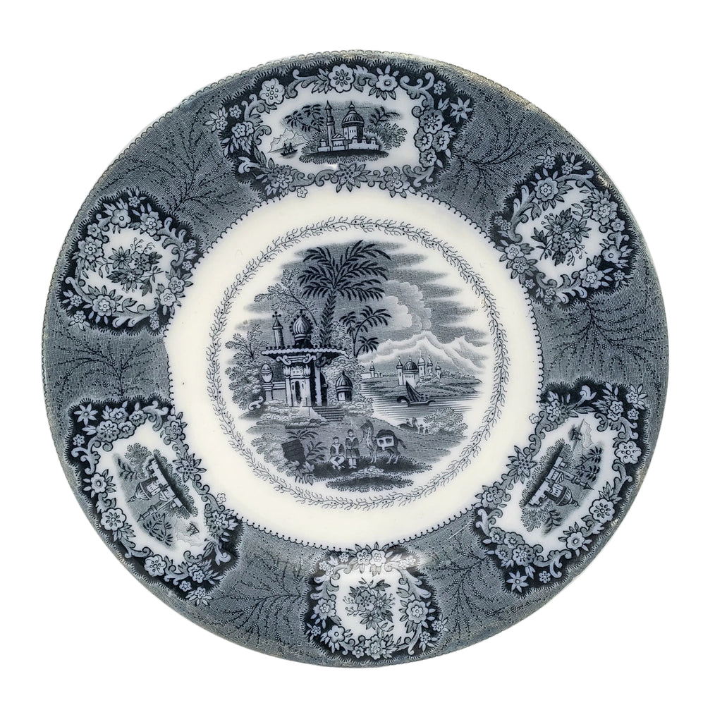 Antique Blue & White Transferware Plate 10" Oriental Pattern Staffordshire, England