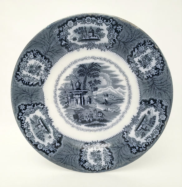 Antique Blue & White Transferware Plate 10" Oriental Pattern Staffordshire, England