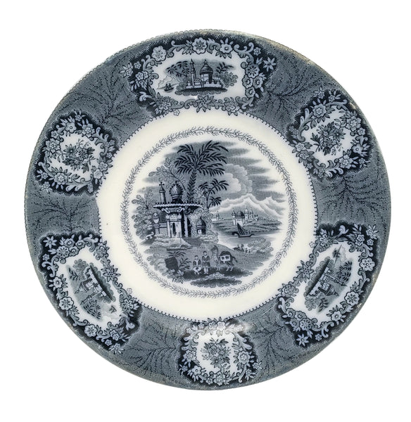 Antique Blue & White Transferware Plate 10" Oriental Pattern Staffordshire, England