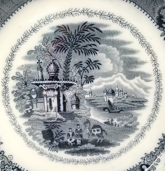 Antique Blue & White Transferware Plate 10" Oriental Pattern Staffordshire, England