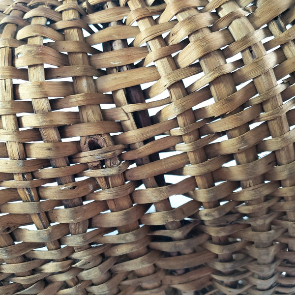Antique Woven Splint Buttocks Egg Gathering Basket Twisted Handle