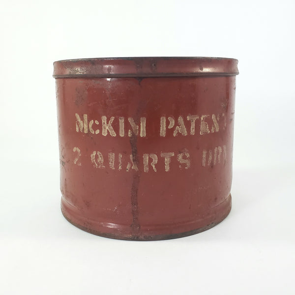 Antique Rustic Red Metal Dry Measure 2 Quart McKim Advertising