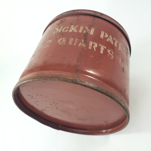 Antique Rustic Red Metal Dry Measure 2 Quart McKim Advertising
