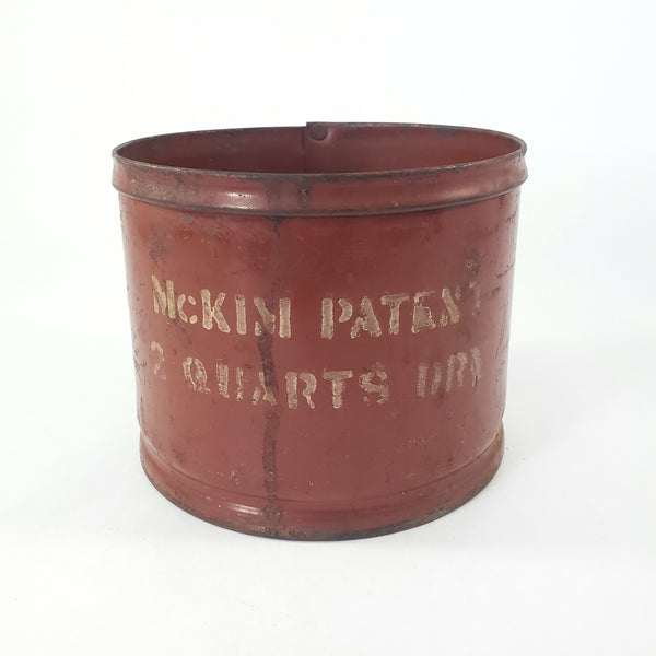 Antique Rustic Red Metal Dry Measure 2 Quart McKim Advertising