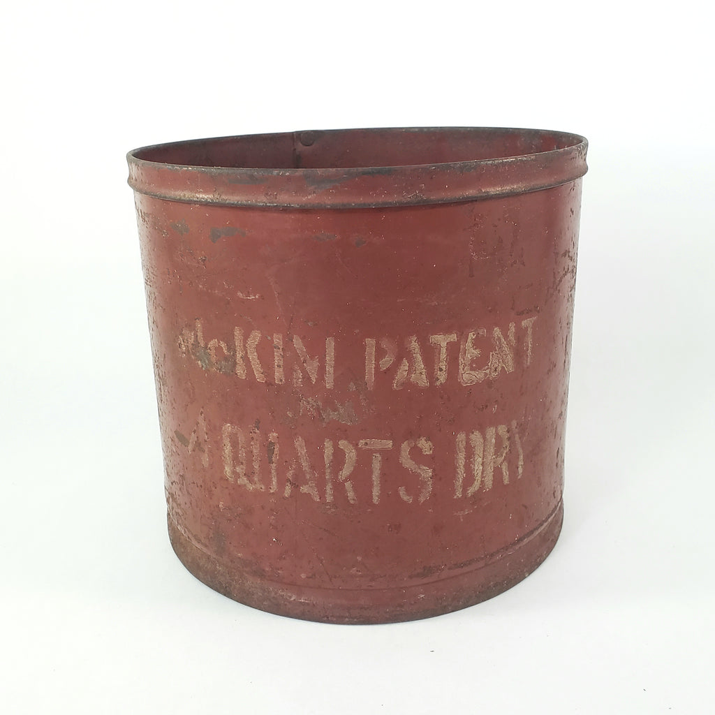 19th Century Red Metal Dry Measure 4 Quarts McKim Advertising