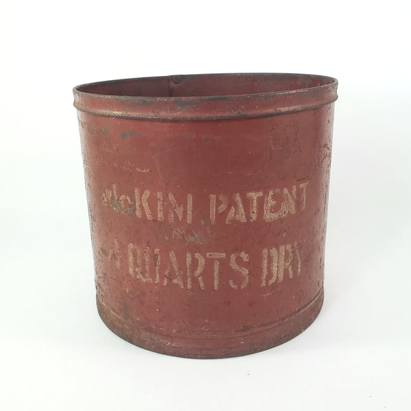 19th Century Red Metal Dry Measure 4 Quarts McKim Advertising