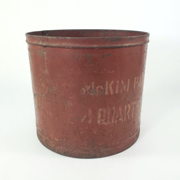 19th Century Red Metal Dry Measure 4 Quarts McKim Advertising
