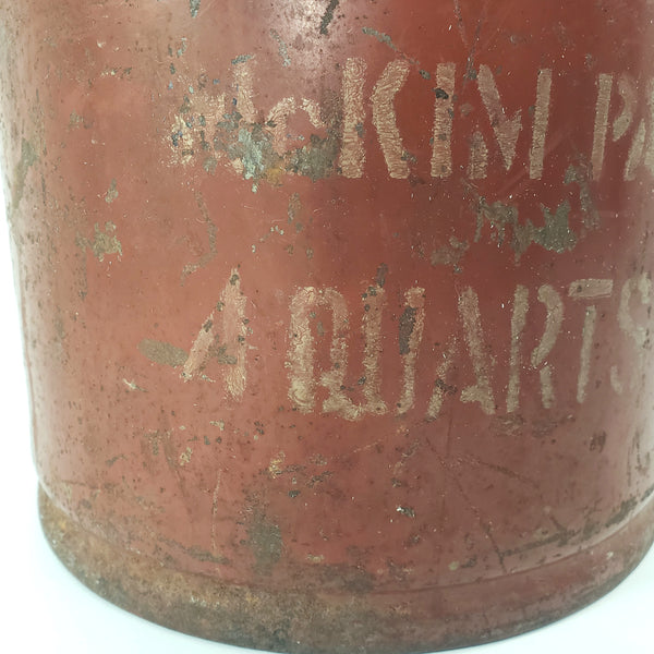19th Century Red Metal Dry Measure 4 Quarts McKim Advertising