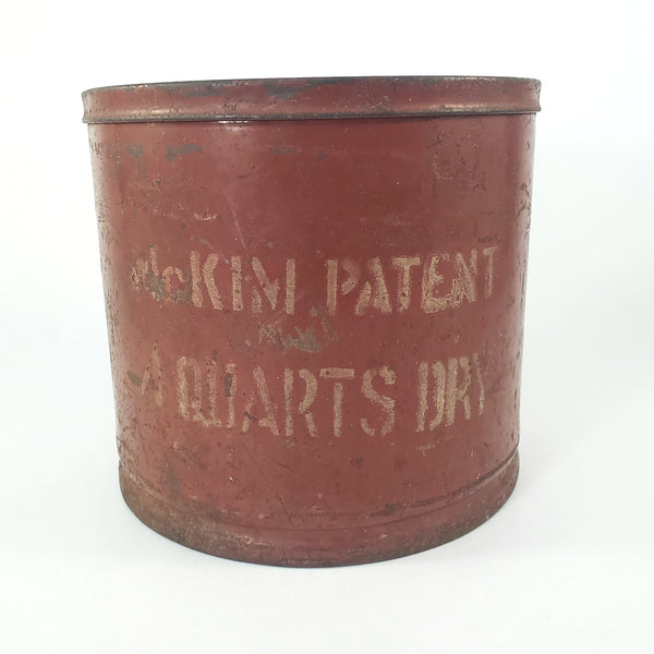 19th Century Red Metal Dry Measure 4 Quarts McKim Advertising