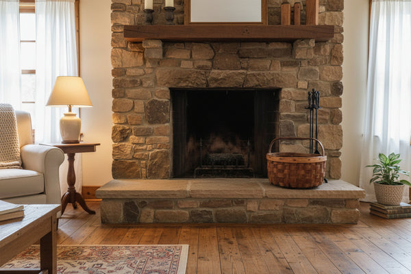 Large Vintage Splint Harvest Gathering Basket Carved Wooden Handle