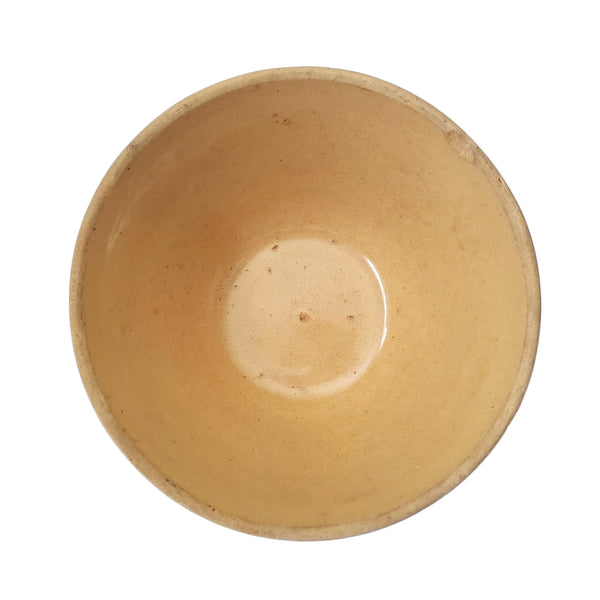 Watt Pottery Farmhouse Yellow ware Bowl 8” Blue and White Bands 1940s