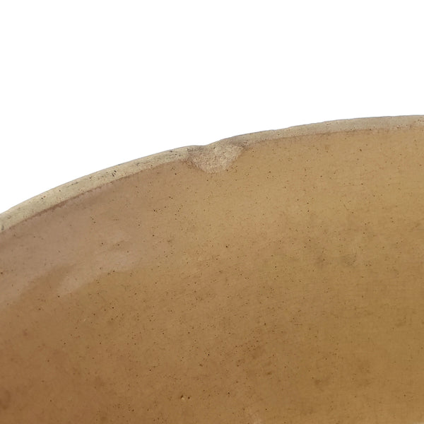 Watt Pottery Farmhouse Yellow ware Bowl 8” Blue and White Bands 1940s