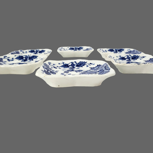 Antique Blue & White Square Butter Pats Set of 6 "Oakland" John Maddock & Sons England
