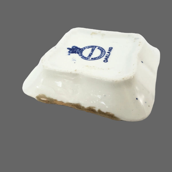 Antique Blue & White Square Butter Pats Set of 6 "Oakland" John Maddock & Sons England