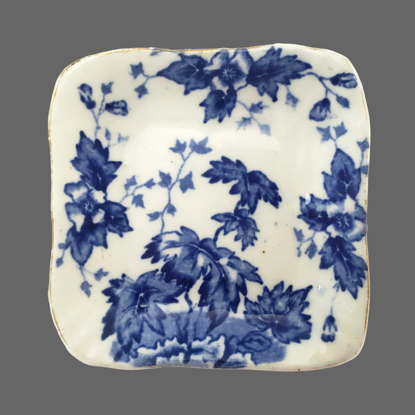 Antique Blue & White Square Butter Pats Set of 6 "Oakland" John Maddock & Sons England