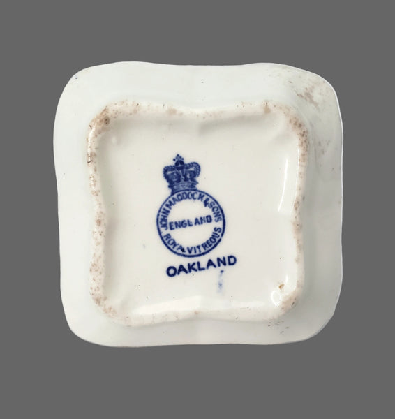 Antique Blue & White Square Butter Pats Set of 6 "Oakland" John Maddock & Sons England