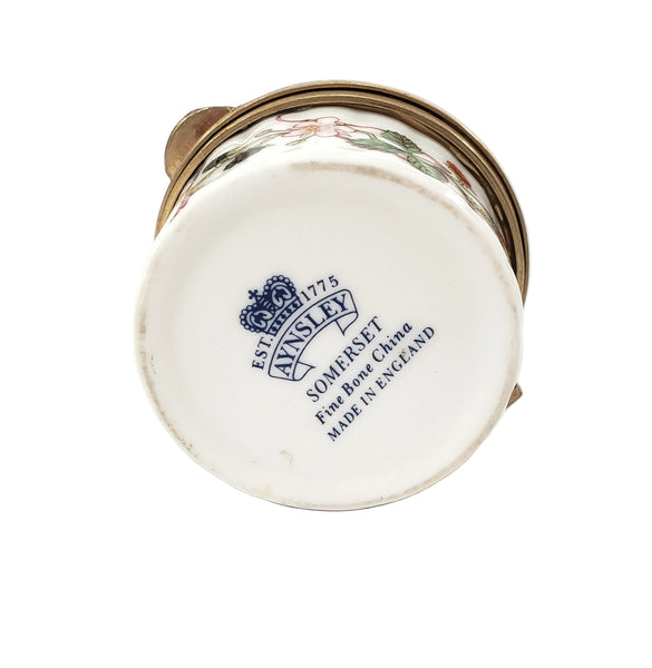 Aynsley Somerset Bone China Trinket Box Container Botanical Berries & Floral England