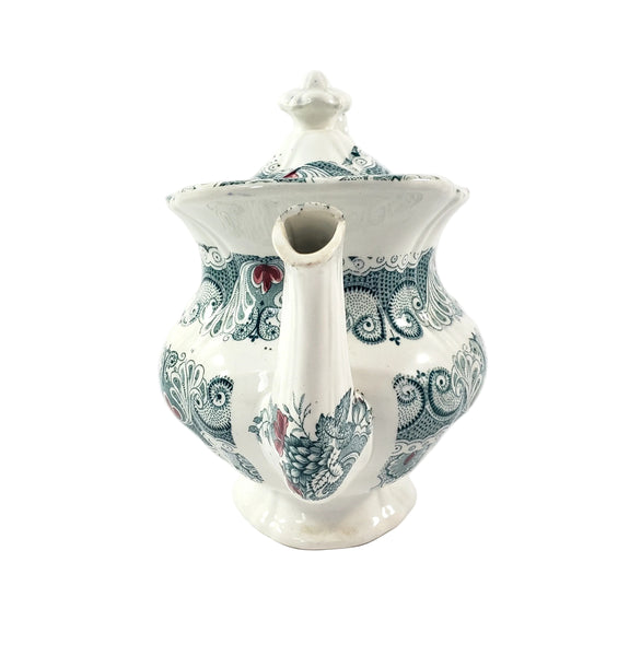 Antique English Green Transferware Teapot