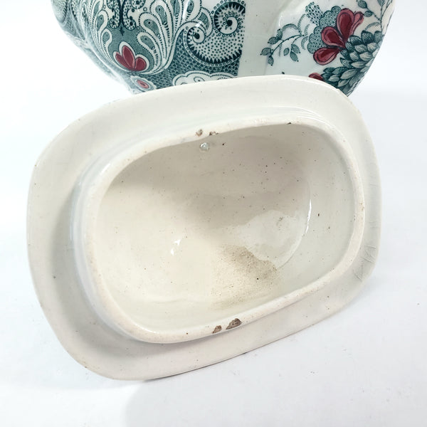 Antique English Green Transferware Teapot