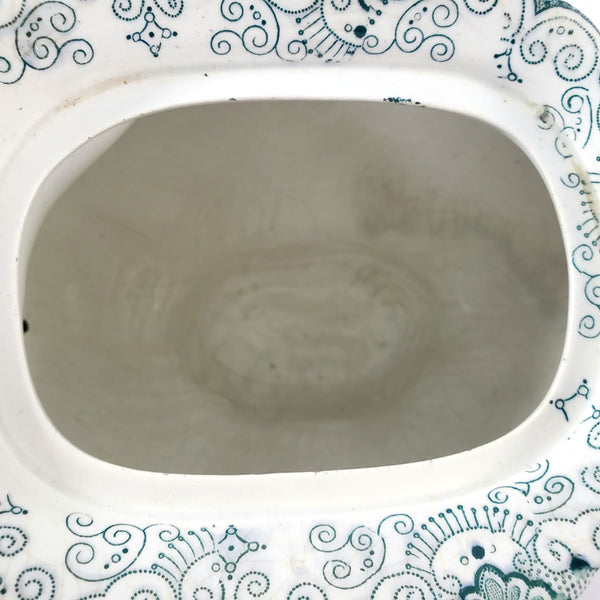 Antique English Green Transferware Teapot