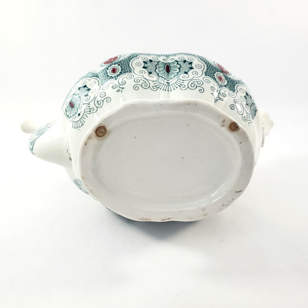 Antique English Green Transferware Teapot