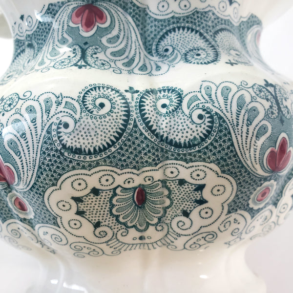 Antique English Green Transferware Teapot