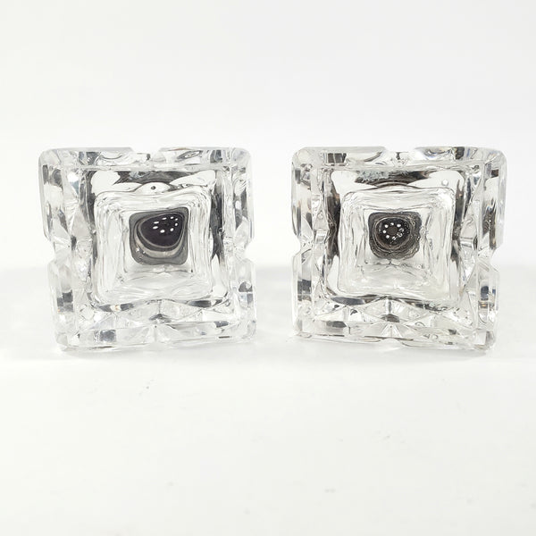 Vintage David Anderson Glass Salt & Pepper Shakers Enamel & Sterling Lids with Tray Norway