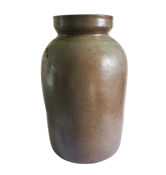 Antique Stoneware Pottery Oyster Pickling Preserve Jar 1 Quart