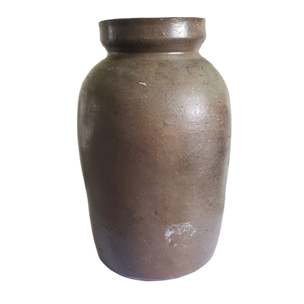 Antique Stoneware Pottery Oyster Pickling Preserve Jar 1 Quart