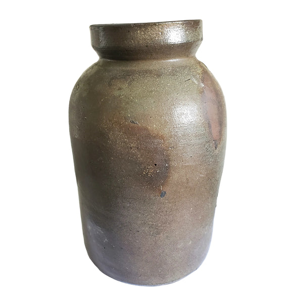 Antique Stoneware Pottery Oyster Pickling Preserve Jar 1 Quart
