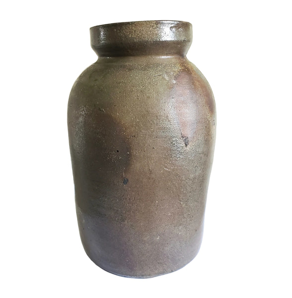 Antique Stoneware Pottery Oyster Pickling Preserve Jar 1 Quart