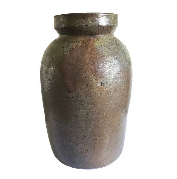 Antique Stoneware Pottery Oyster Pickling Preserve Jar 1 Quart