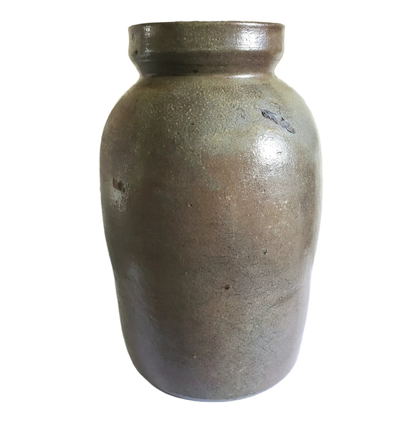 Antique Stoneware Pottery Oyster Pickling Preserve Jar 1 Quart