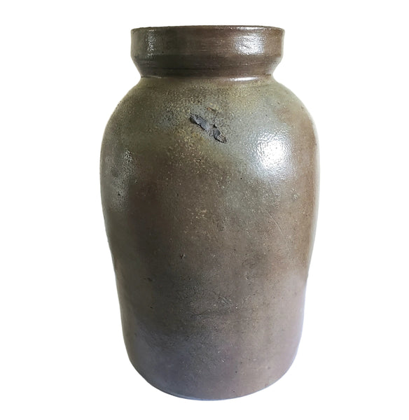 Antique Stoneware Pottery Oyster Pickling Preserve Jar 1 Quart