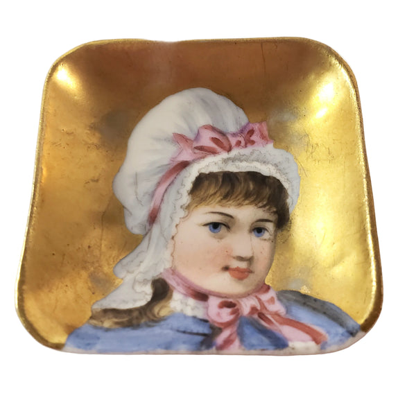 Antique Hand Painted Victorian German Square Butter Pats Set of 6