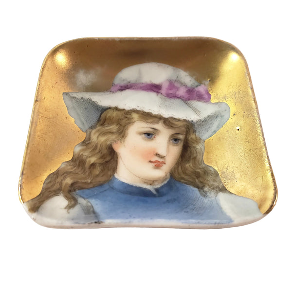 Antique Hand Painted Victorian German Square Butter Pats Set of 6