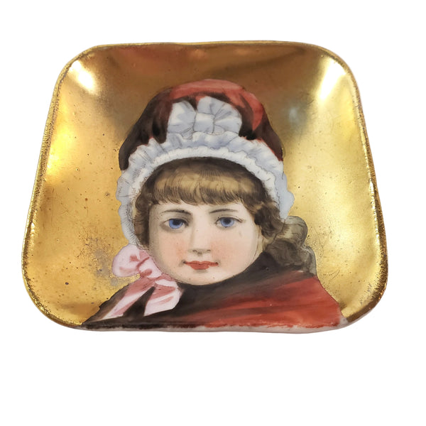 Antique Hand Painted Victorian German Square Butter Pats Set of 6