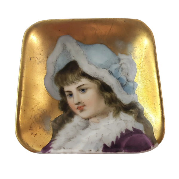 Antique Hand Painted Victorian German Square Butter Pats Set of 6