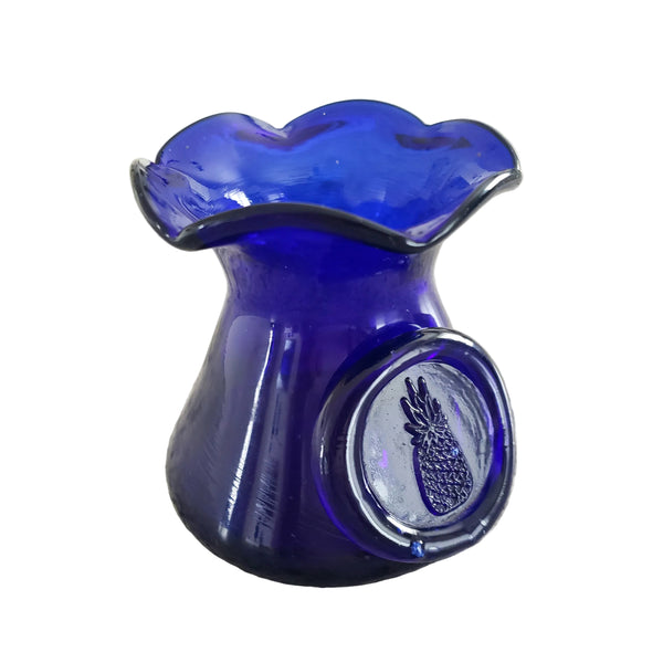 Vintage Hand Blown Cobalt Blue Art Glass Vase Pineapple 3 inch by John Shelton