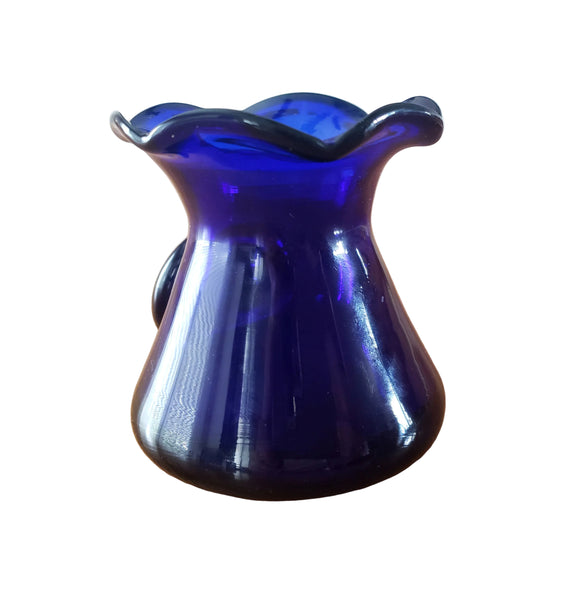Vintage Hand Blown Cobalt Blue Art Glass Vase Pineapple 3 inch by John Shelton